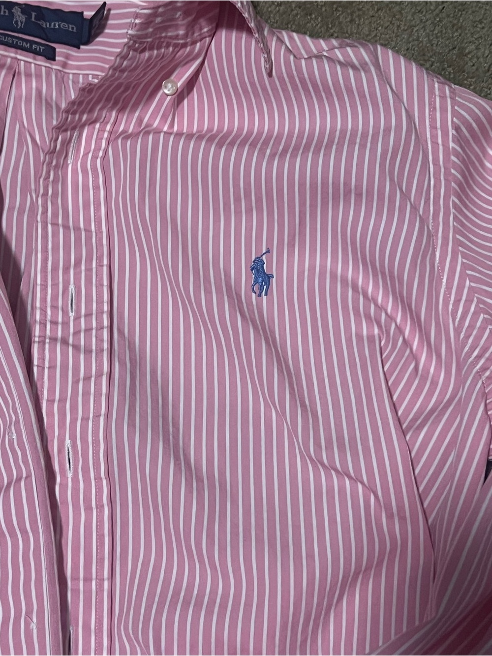 Ralph Lauren Pink and White Stripe Oxford Button-Down Shirt